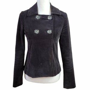 Old Navy Womens Jacket Size XS Black Velveteen Lined Blazer Double Breast Pocket